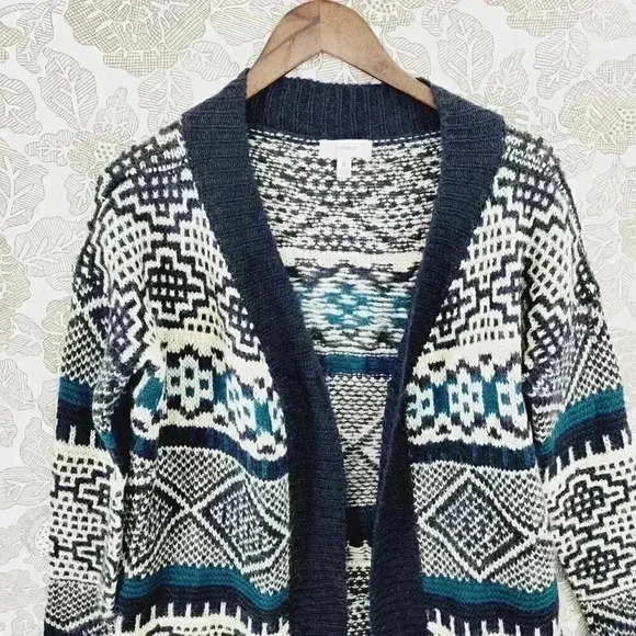 Freeway Ribbit Hair Blend Aztec Open Front Sweater Cardigan Women's S 8824 - Picture 3 of 8